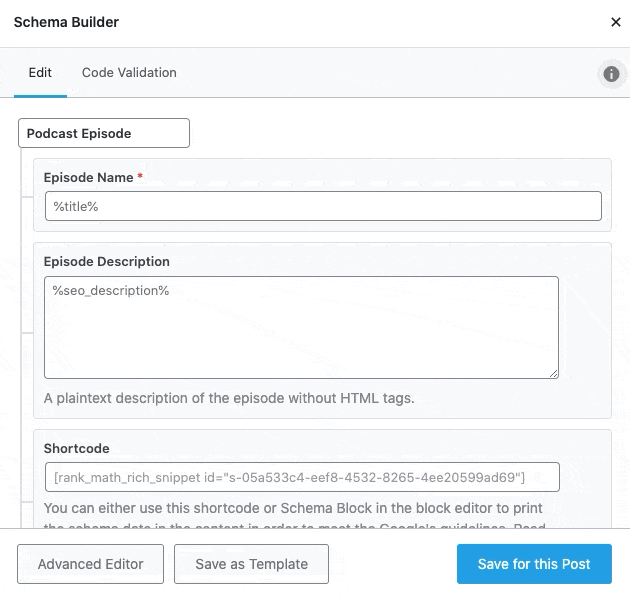 Podcast Episode Schema Builder