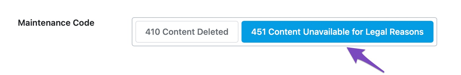 451 Content Unavailable for Legal Reasons maintenance code