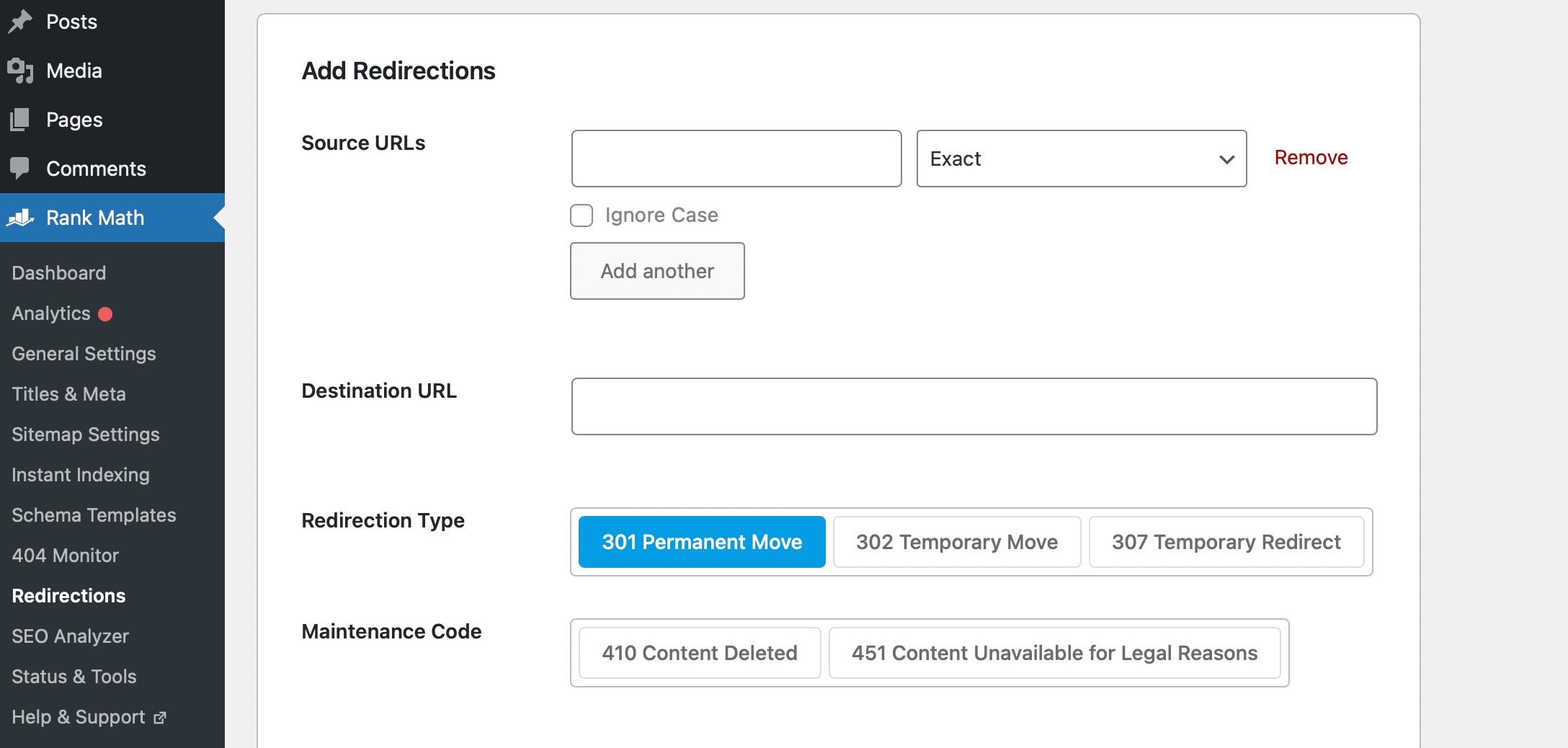 Add Redirect WordPress