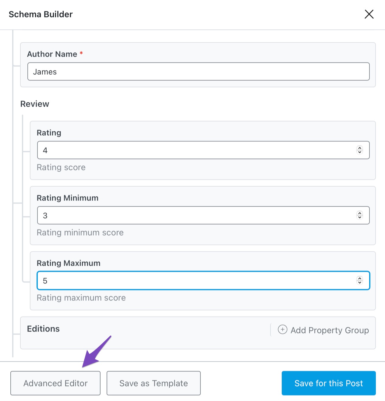 Advanced Schema Editor In Rank Math 