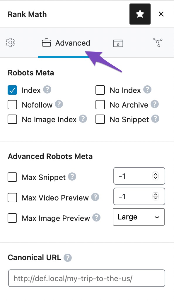 Navigate to the Advanced tab