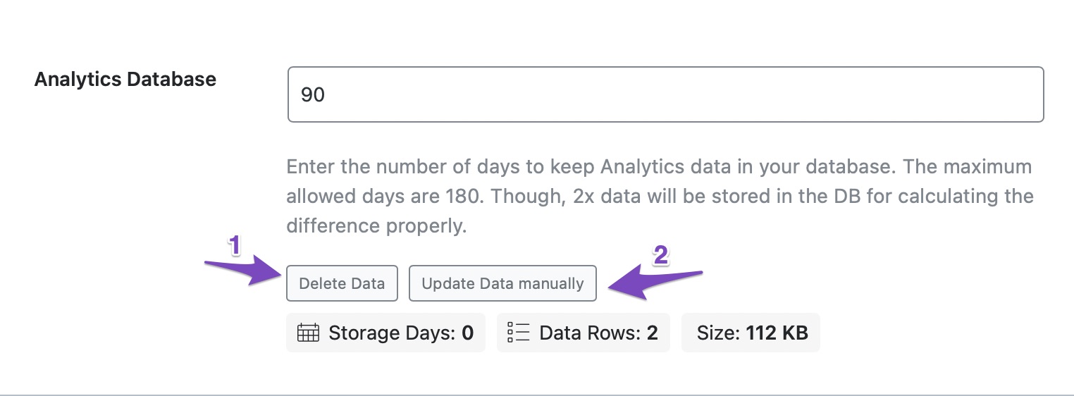 Update data manually from Analytics settings