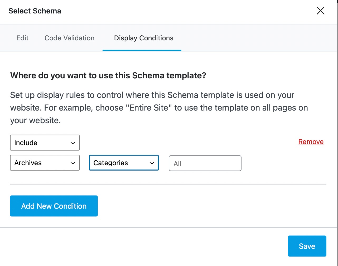 Archive Conditions Display Example