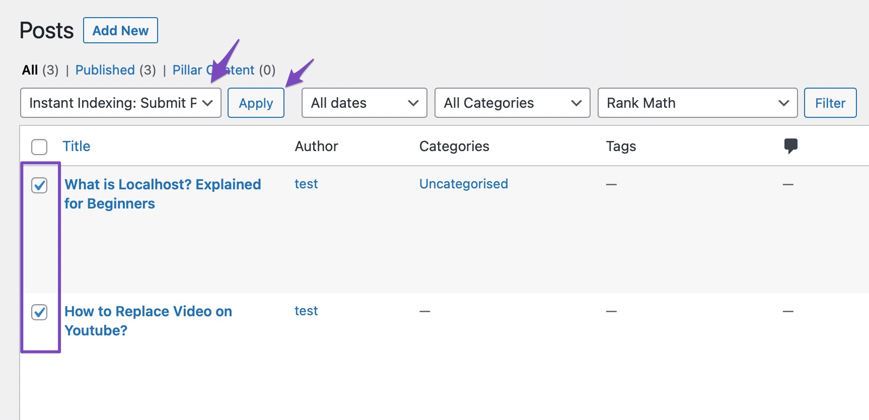 Instant Indexing in bulk