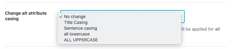 Change alt attribute casing