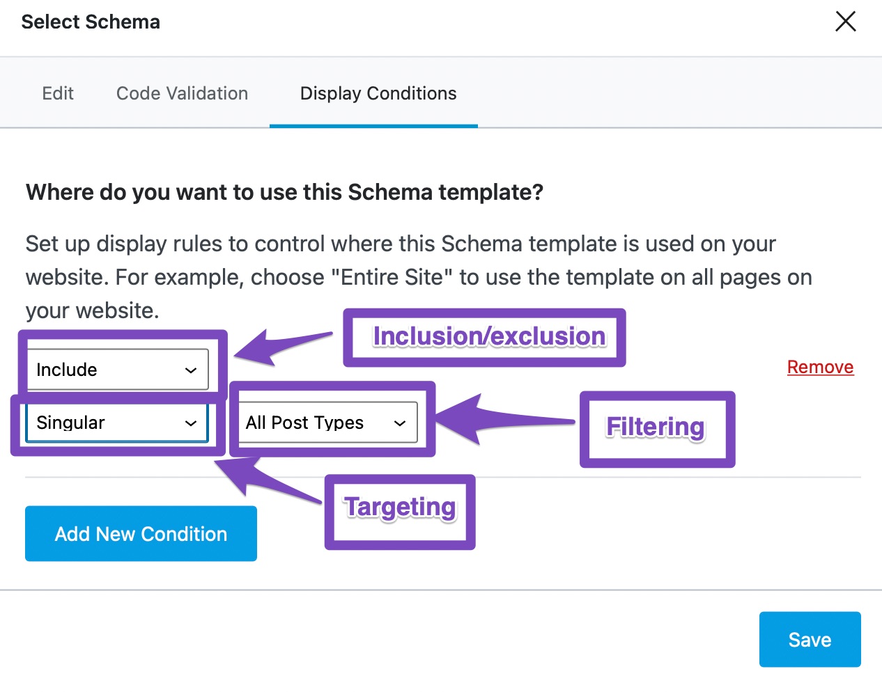 Explaining Condition Options