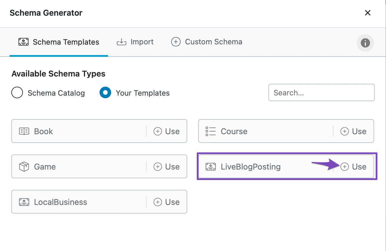 Using Custom Schema Markup inside single pages