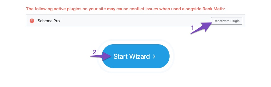 Deactivate Schema Pro plugin and Start Wizard