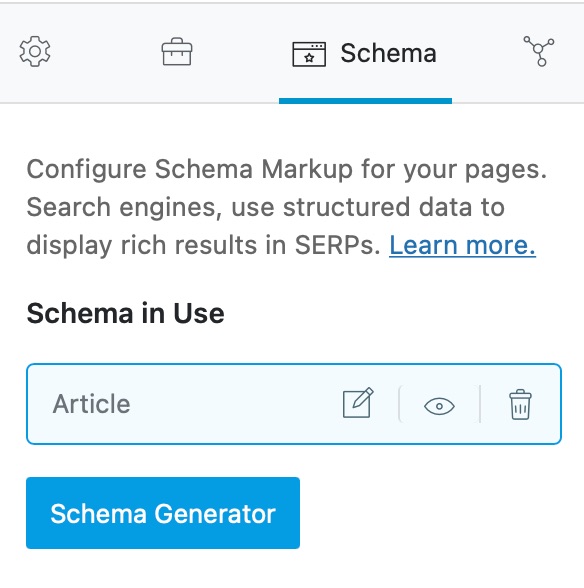 Default Schema View In Rank Math Bar