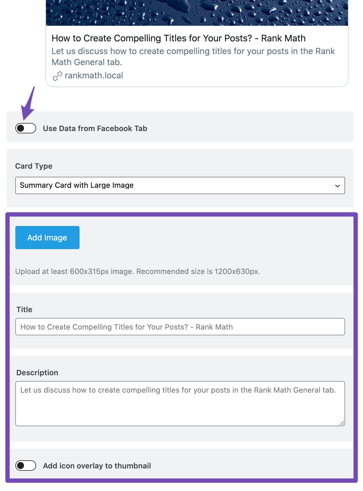 Disable using data from Facebook tab