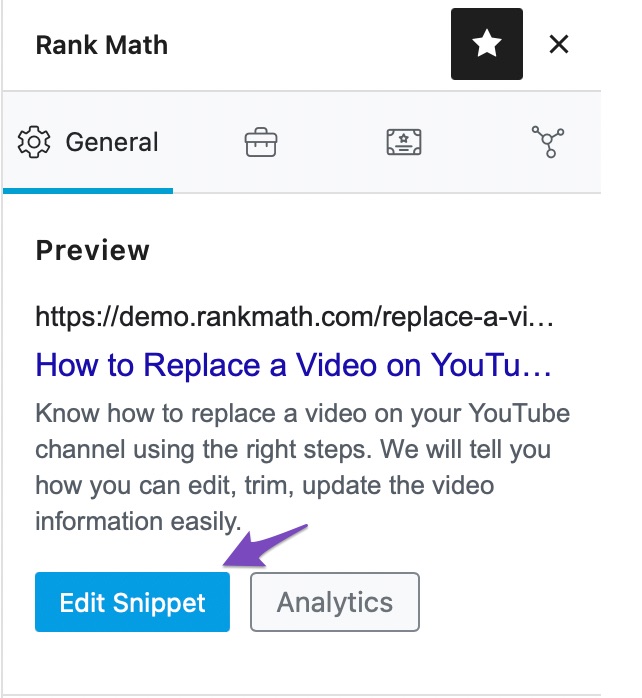 Click the Edit Snippet button to see preview