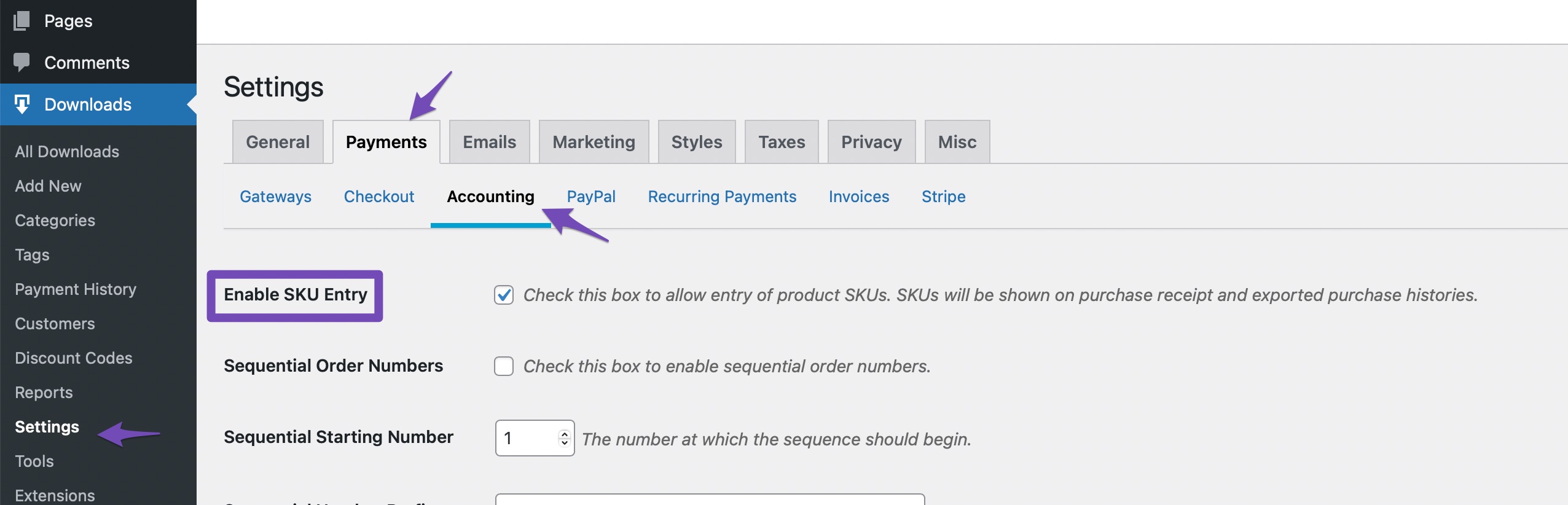 Enable SKU Entry