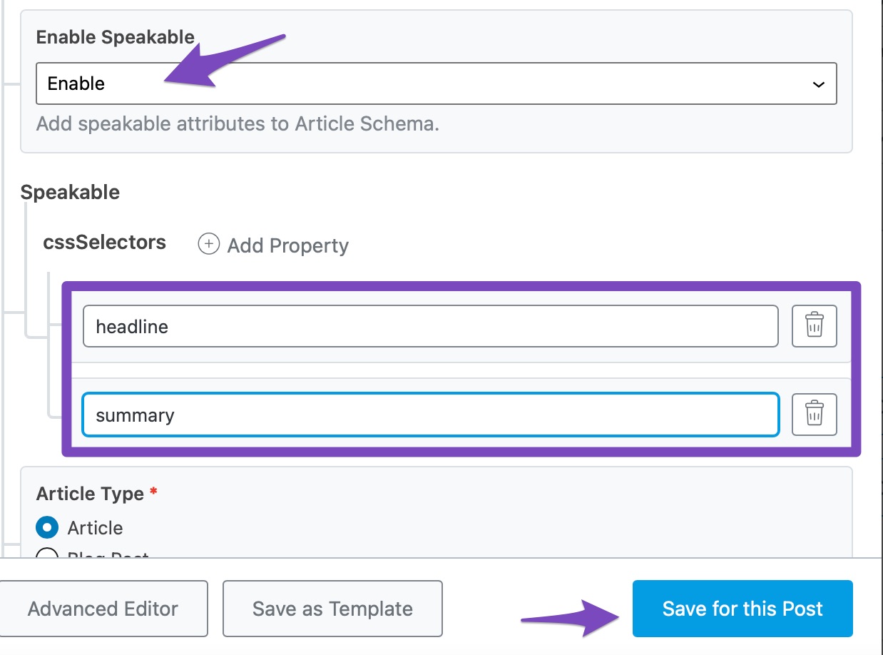 Speakable Schema