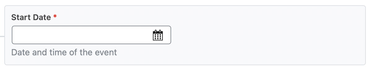 Enter the start date of the event