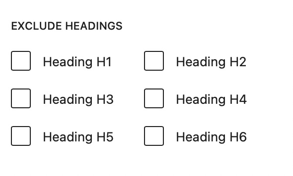 Exclude headings