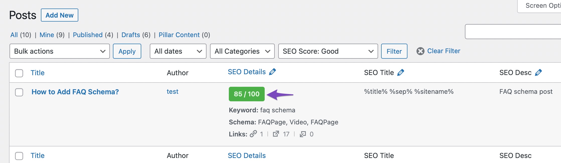 Good SEO score post