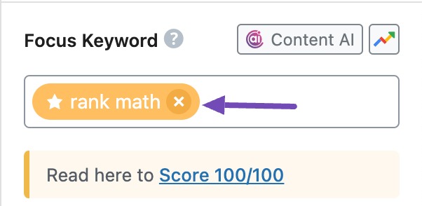 Primary focus keyword in Rank Math