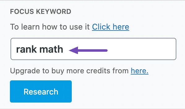 Researched focus keyword in Content AI