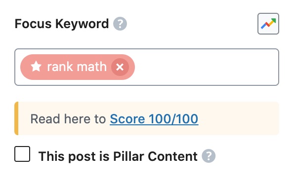 Focus Keyword section in Rank Math