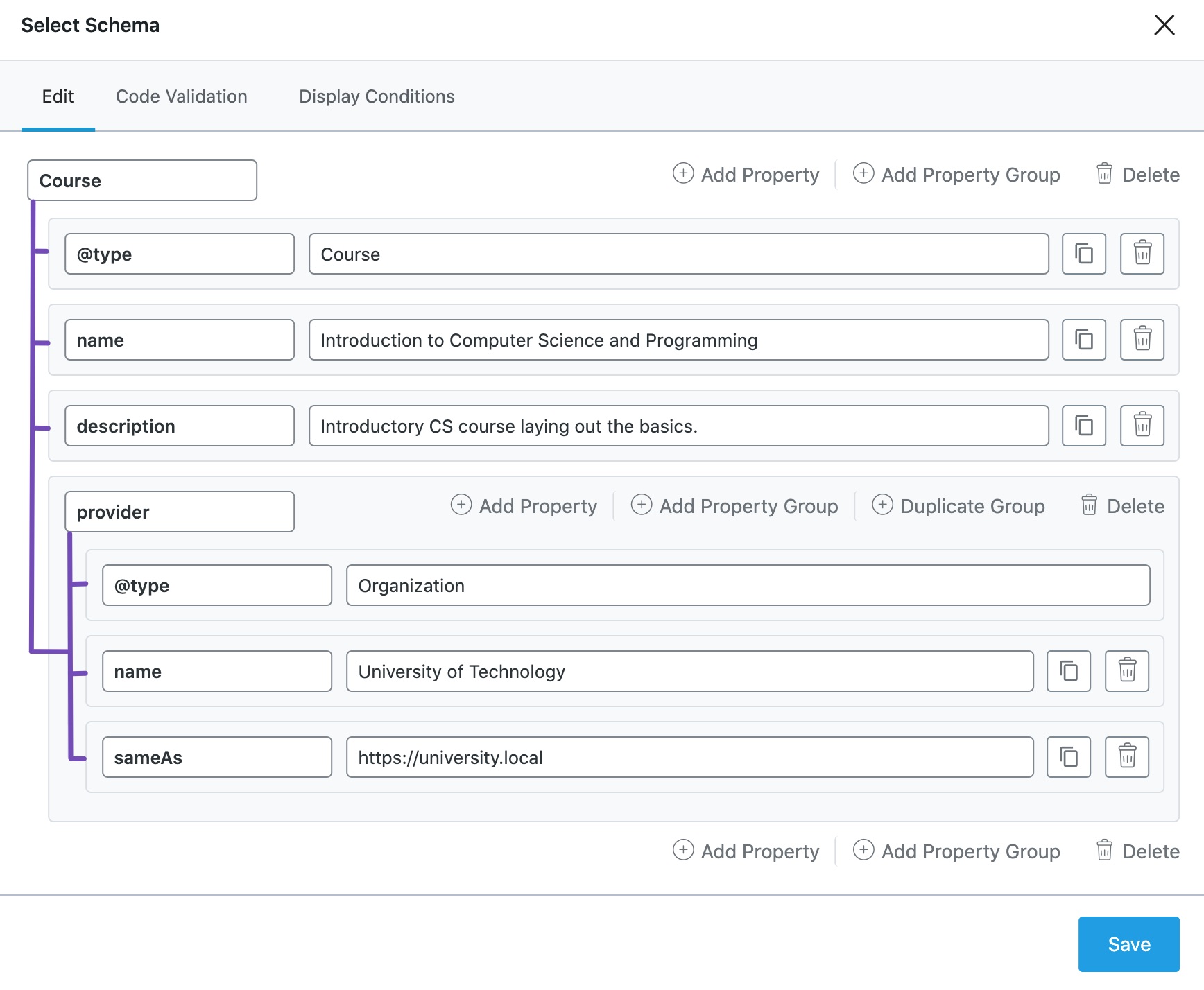 Hierarchy in Custom Schema Builder