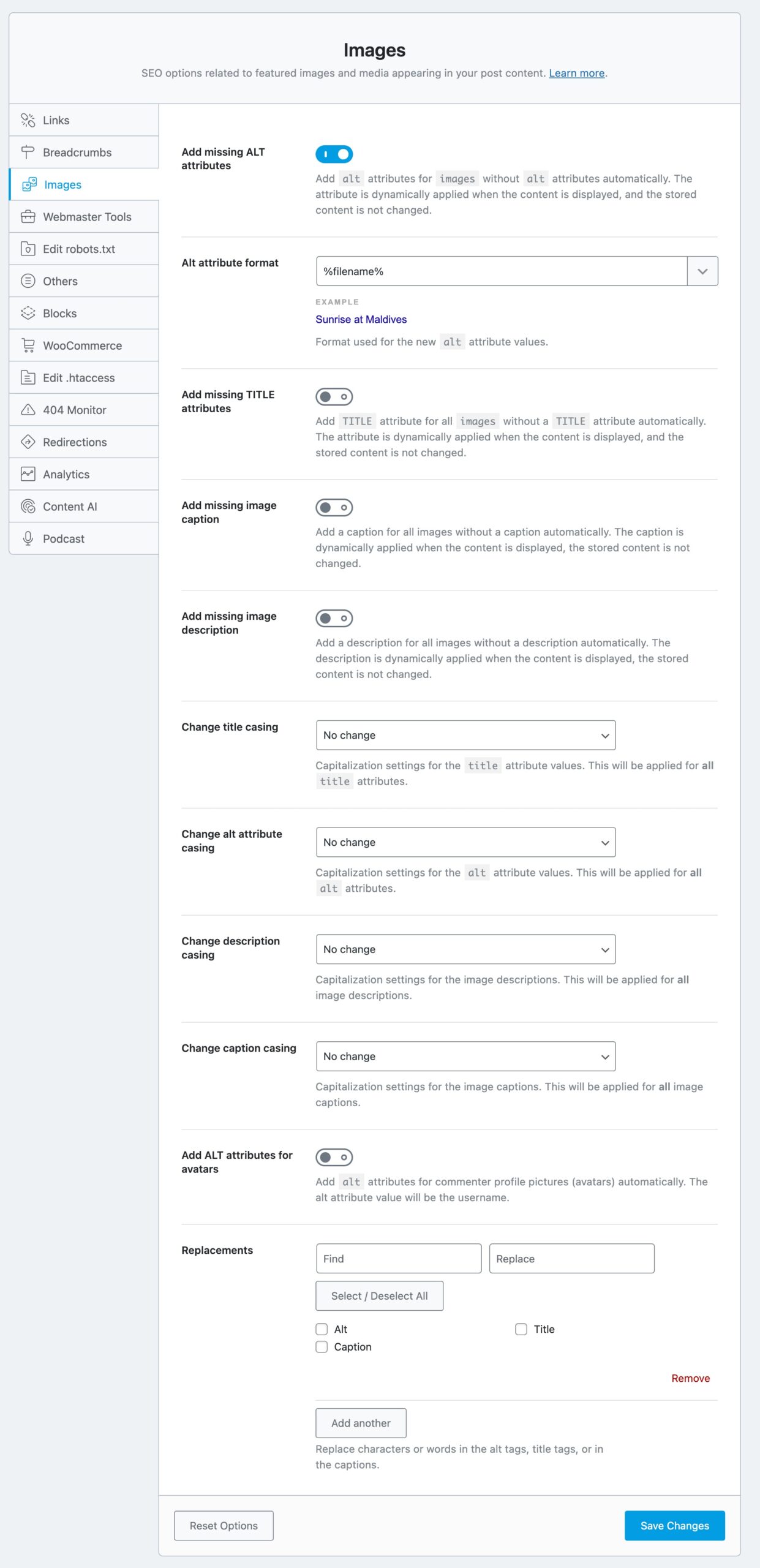 Image SEO settings in Rank Math