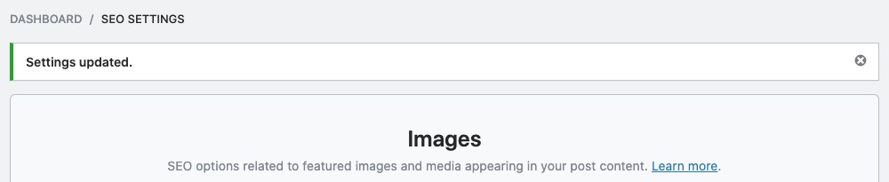 Image SEO settings updated notice