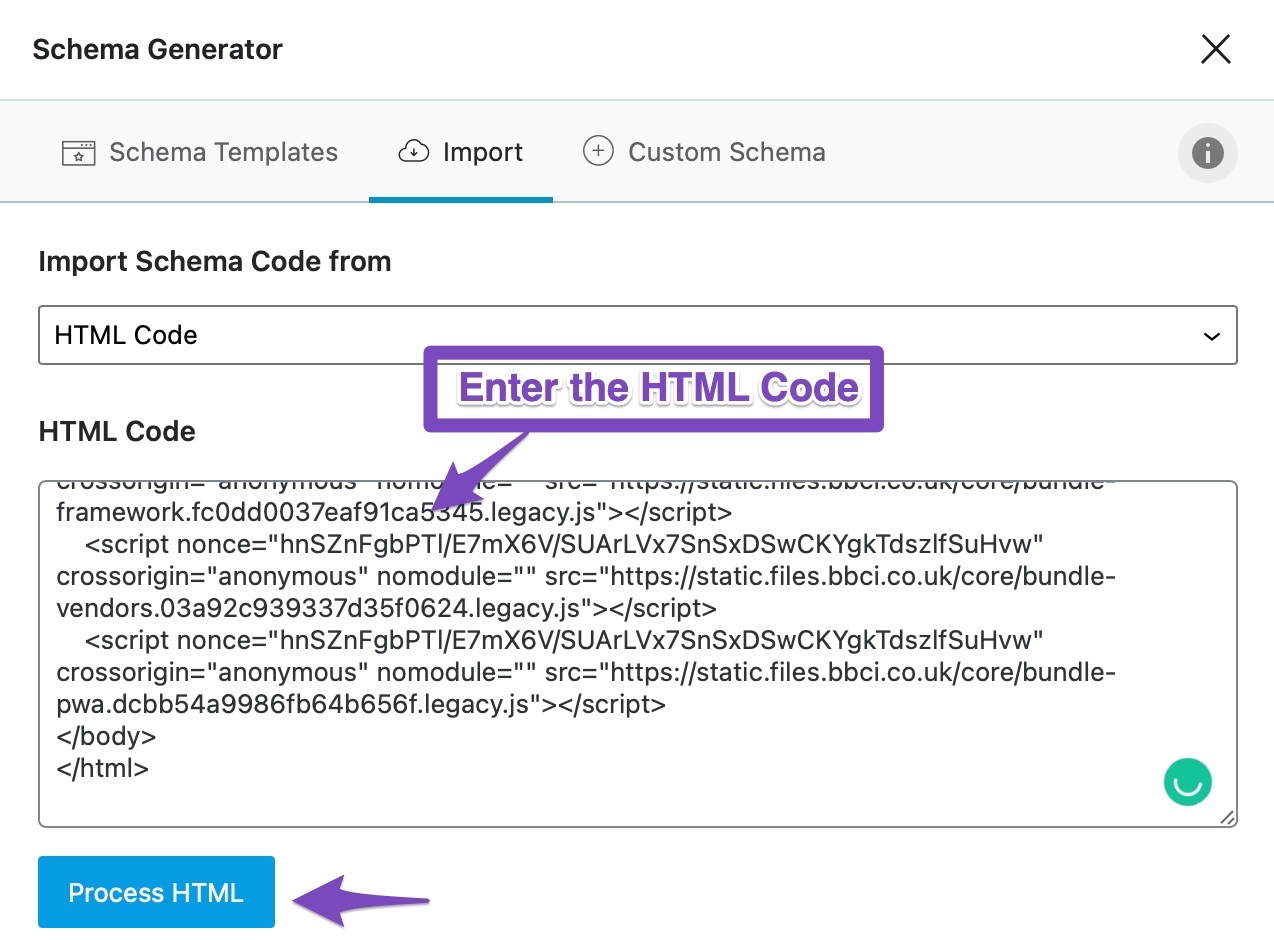 How To Import Schema From HTML