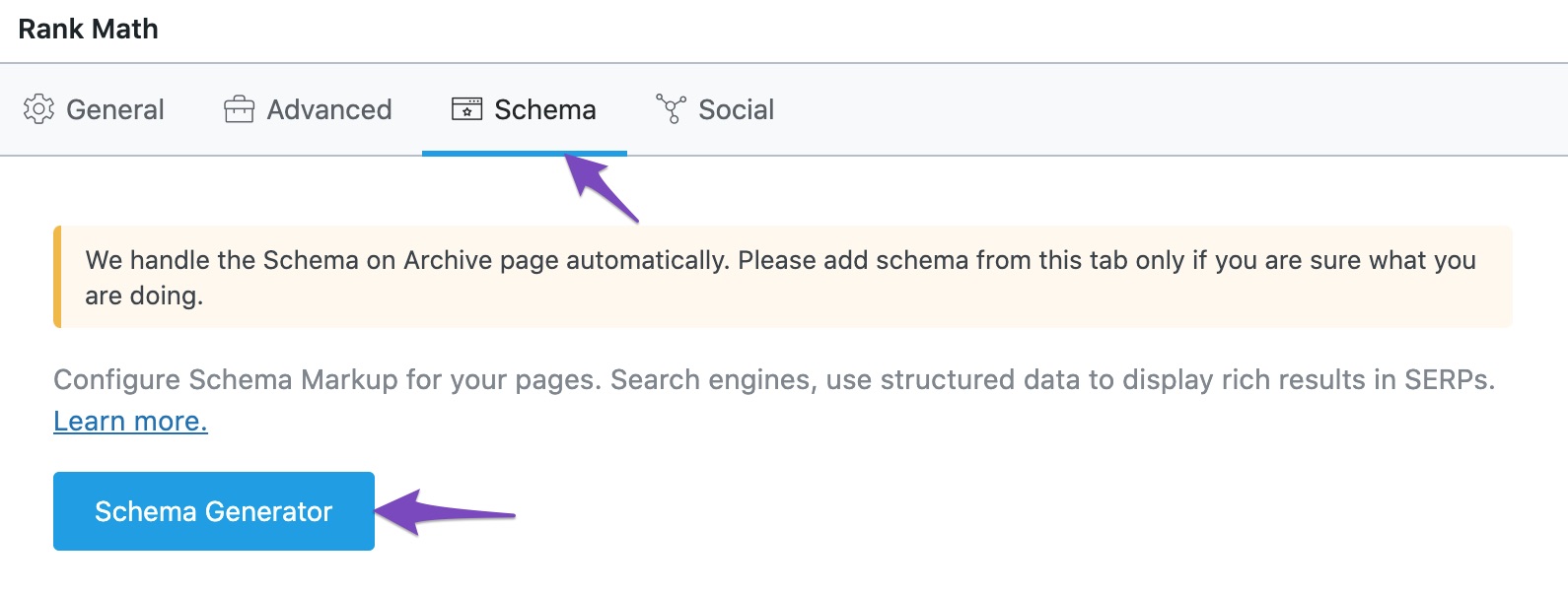 Navigate to Schema Generator