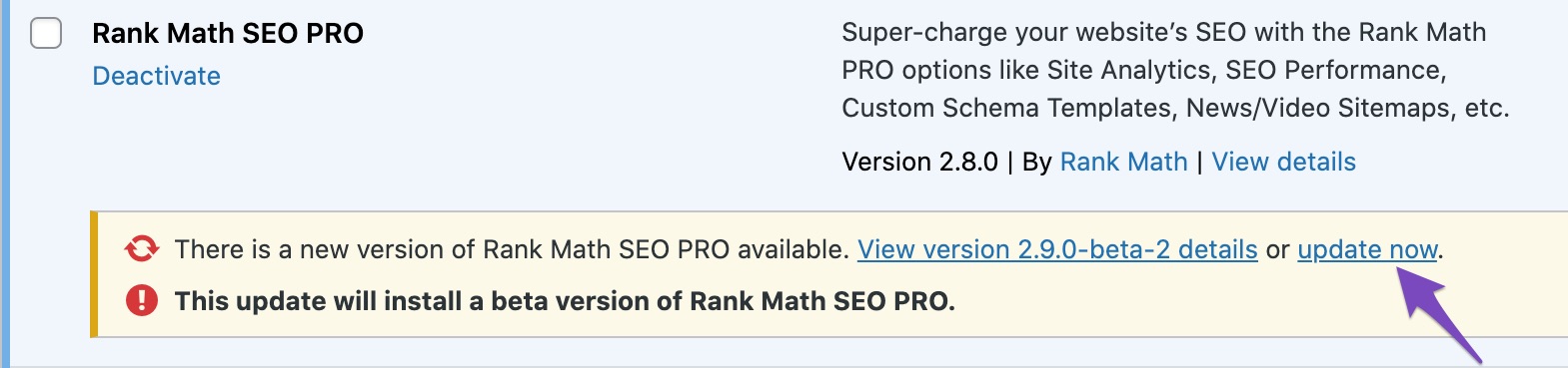 Update to Rank Math beta