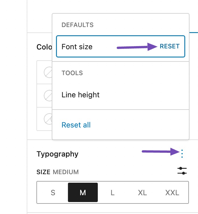 Remove the Font size setting