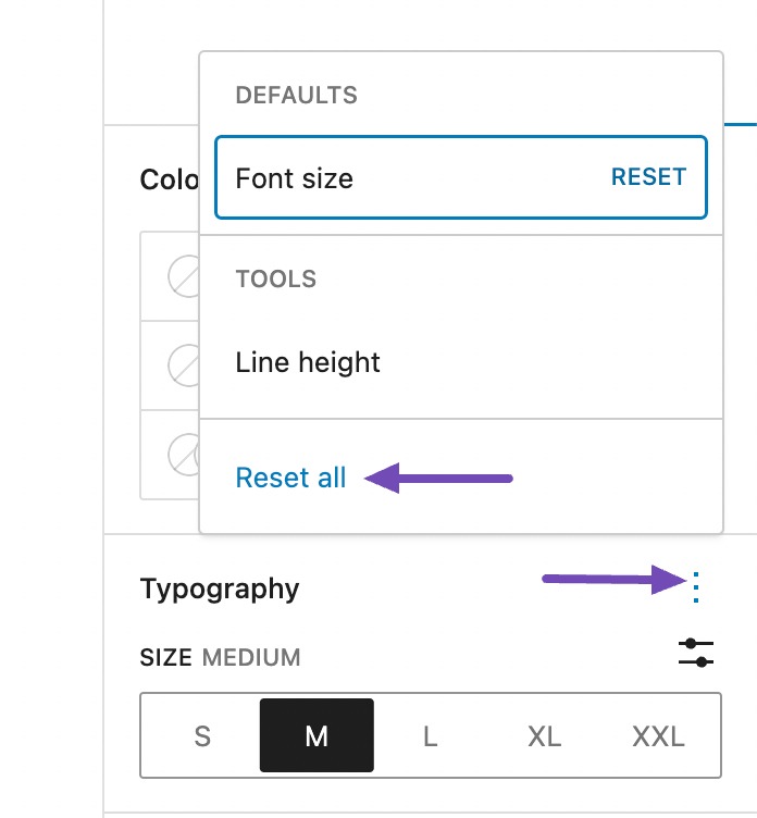 Reset all Typography settings