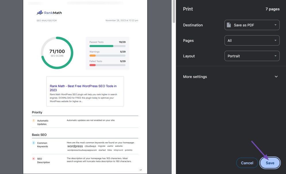 Save SEO Report