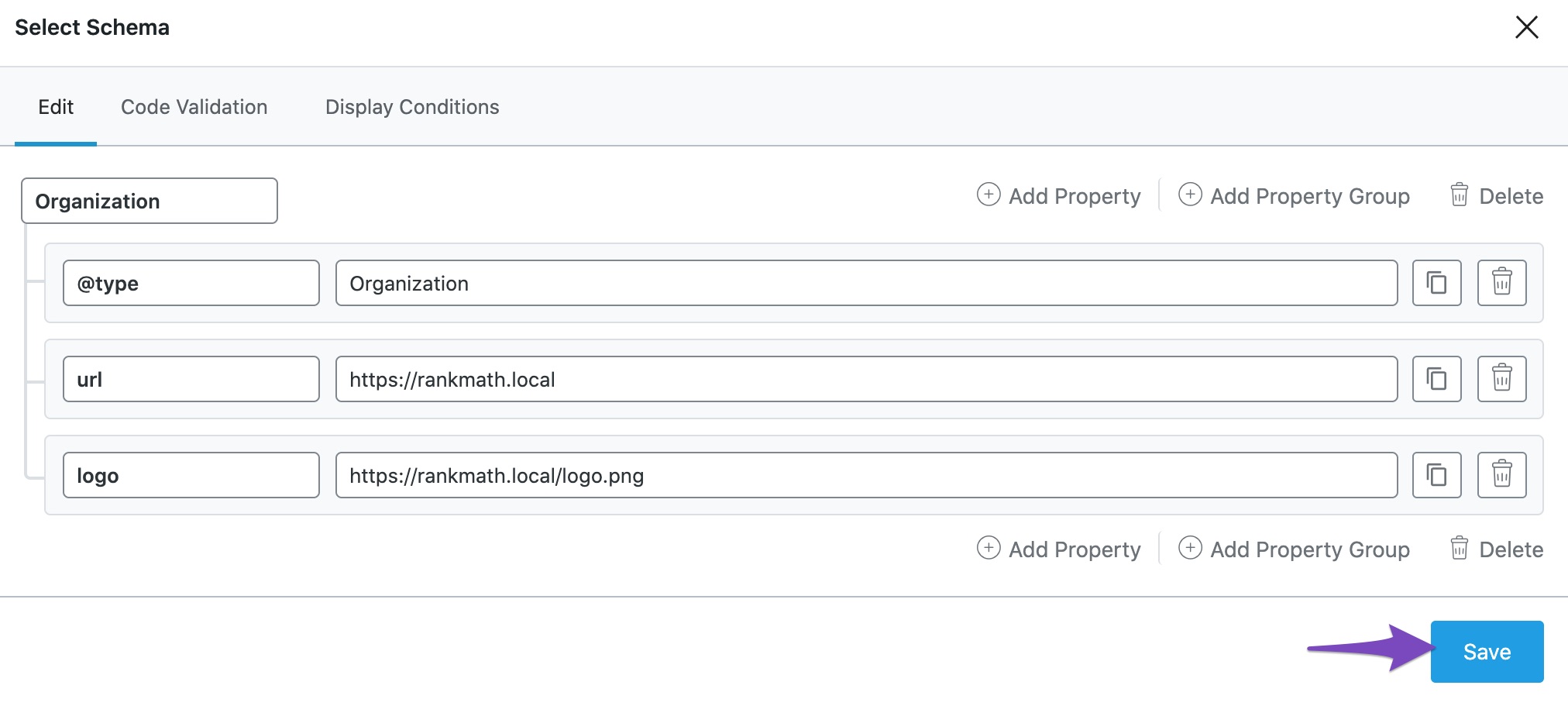 Saving Custom Schema as Template