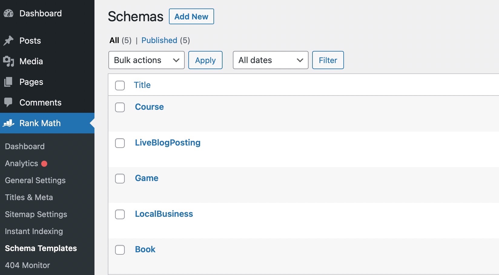 Schema templates