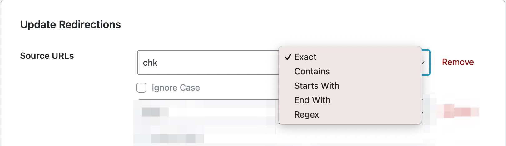 match types for redirections