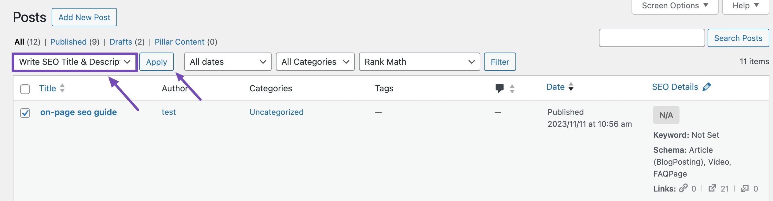 Select Write SEO Title & Description with AI