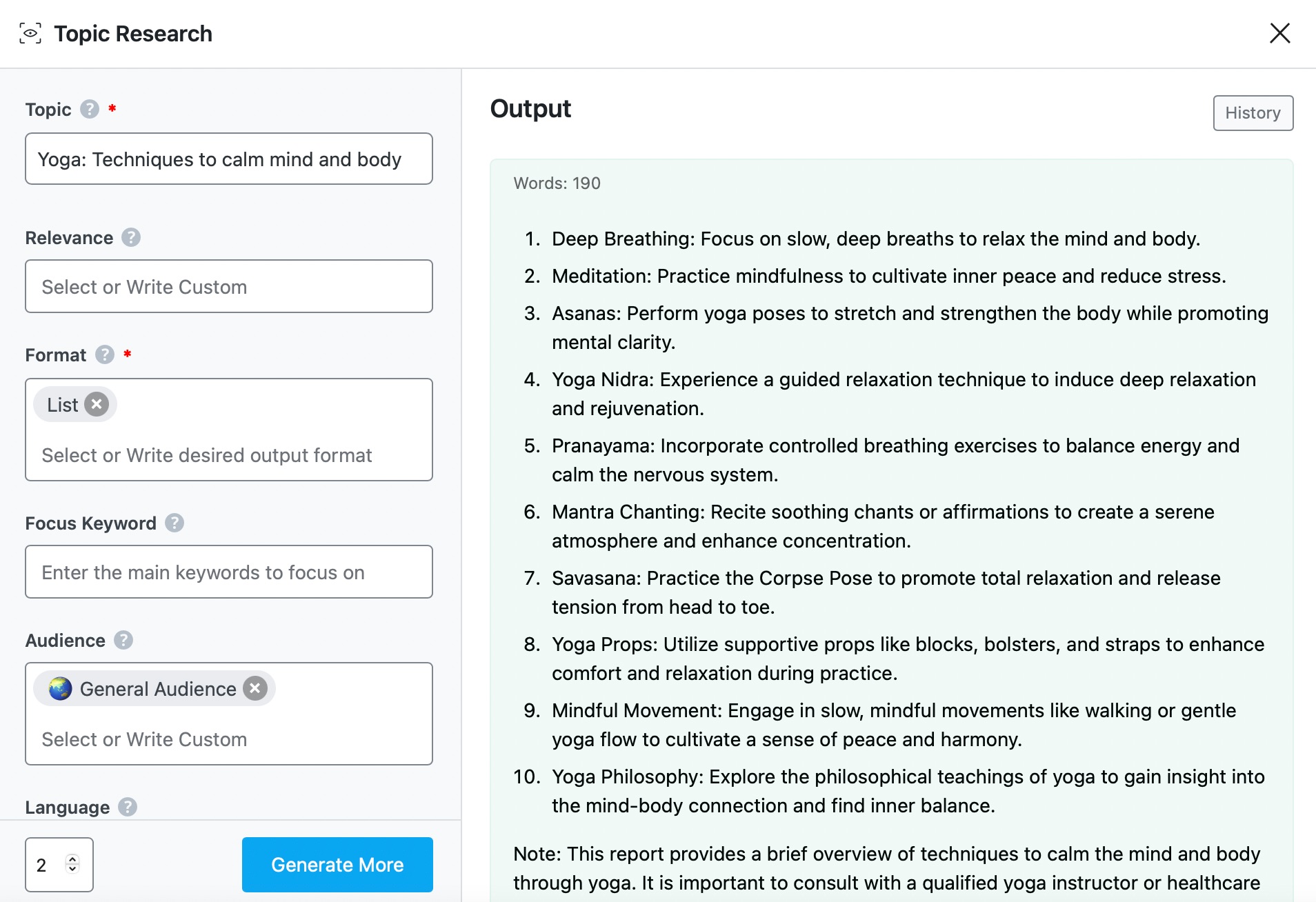 Topic Research example