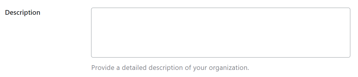 Add a detailed description of your organization