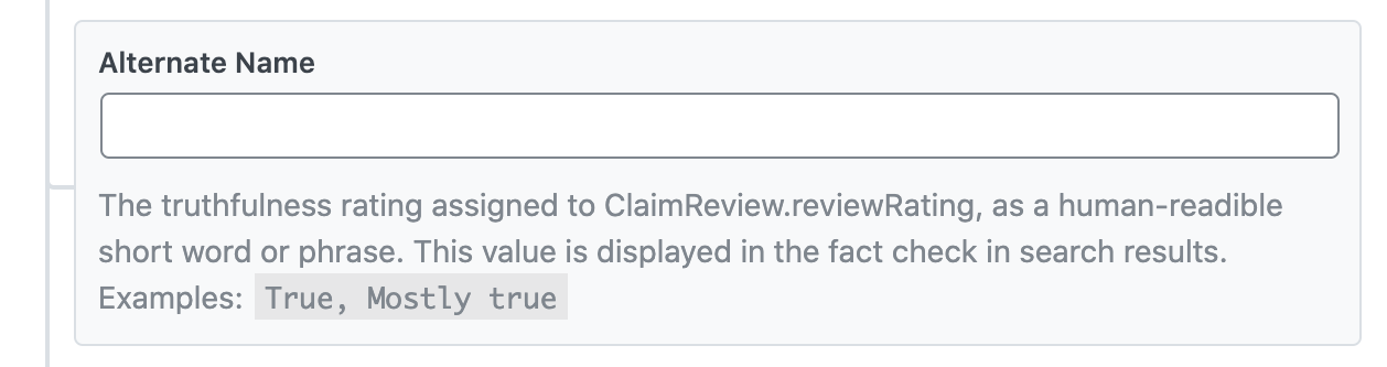 Alternate Name - FactCheck Schema