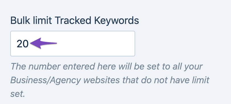 Bulk limit tracked keywords