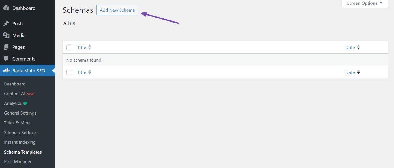 Add new Schema Template in Rank Math