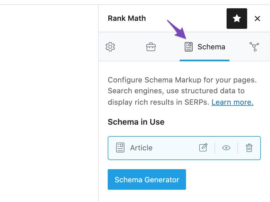 Click on Schema tab