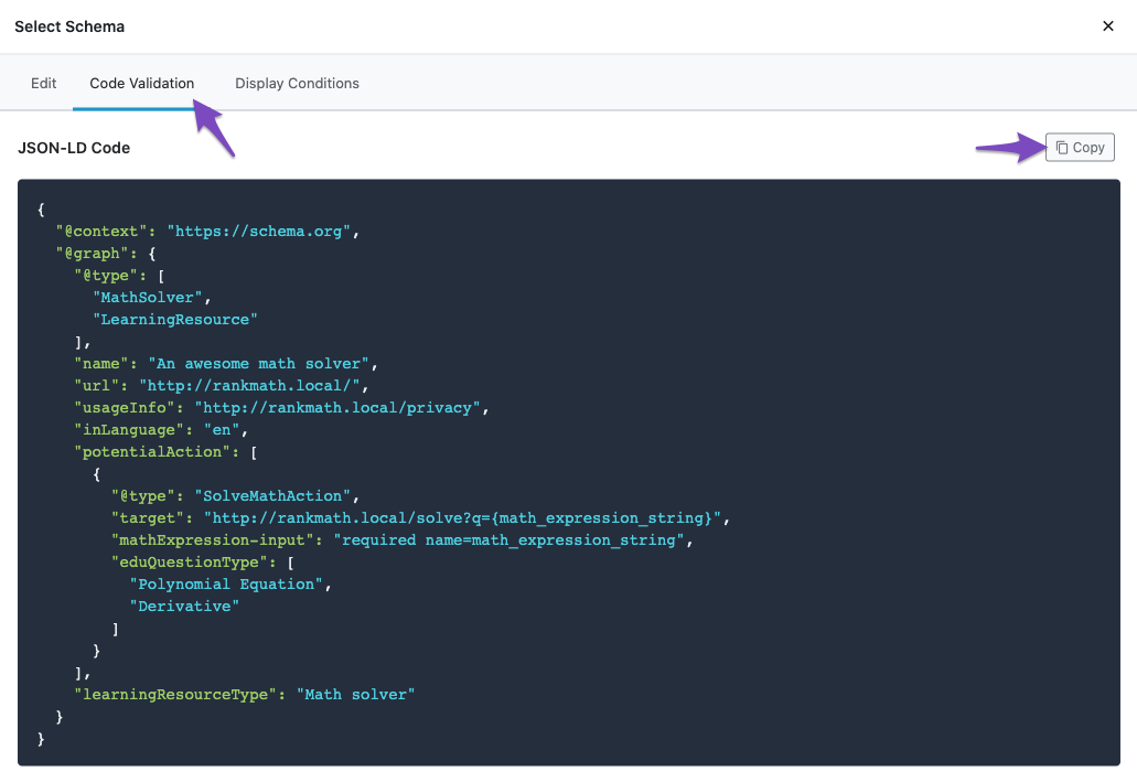 Code Validation in Rank Math Custom Schema Builder
