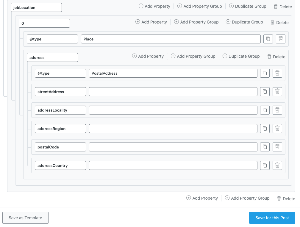 Create jobLocation with an array