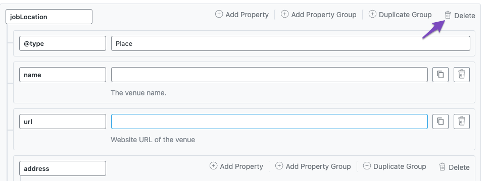 Delete jobLocation property