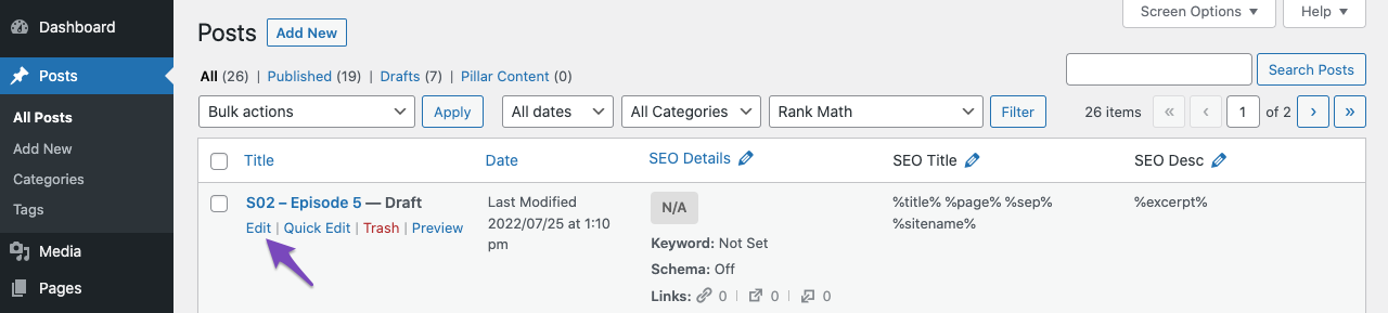 Edit your post or page