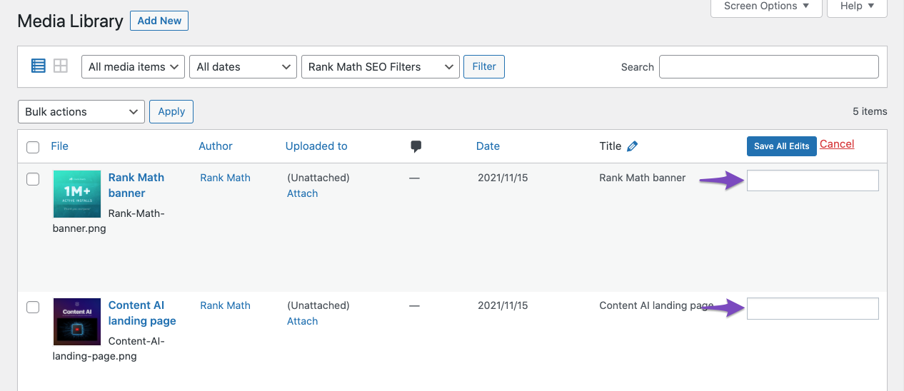 Editable Alt text fields in WordPress Media Manager