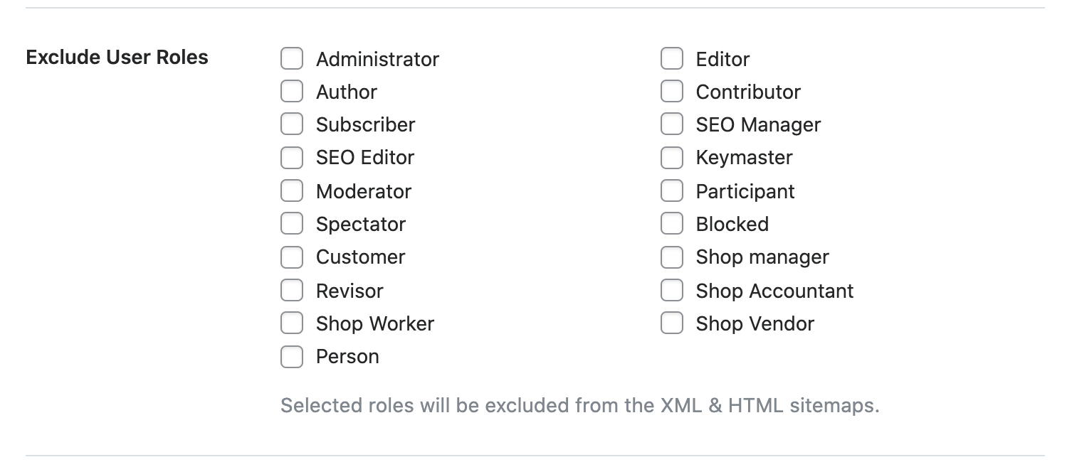 Exclude User Roles