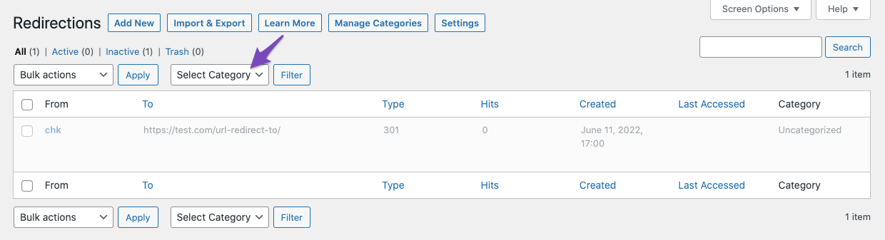 Filter using categories