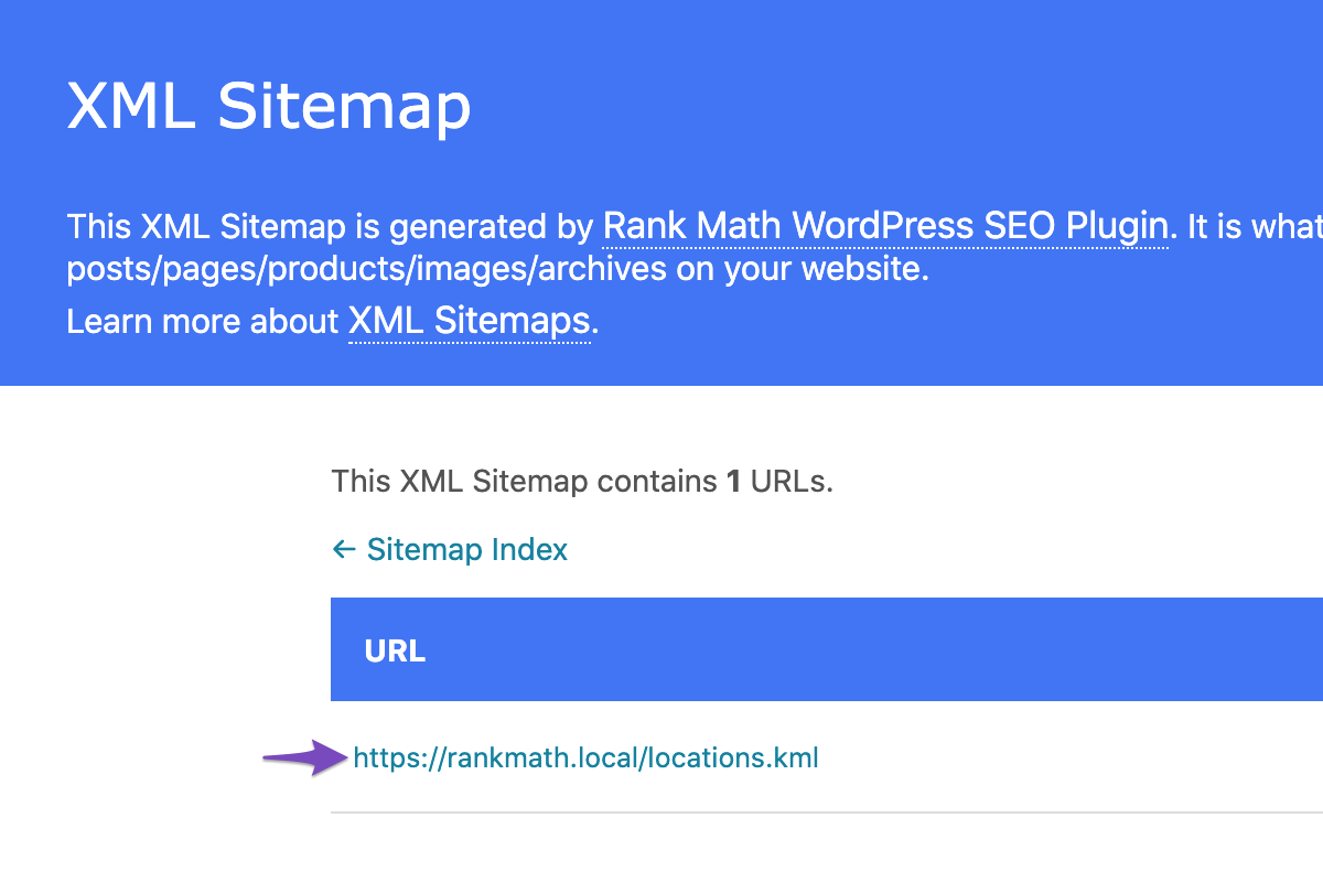 KML file in Local sitemap